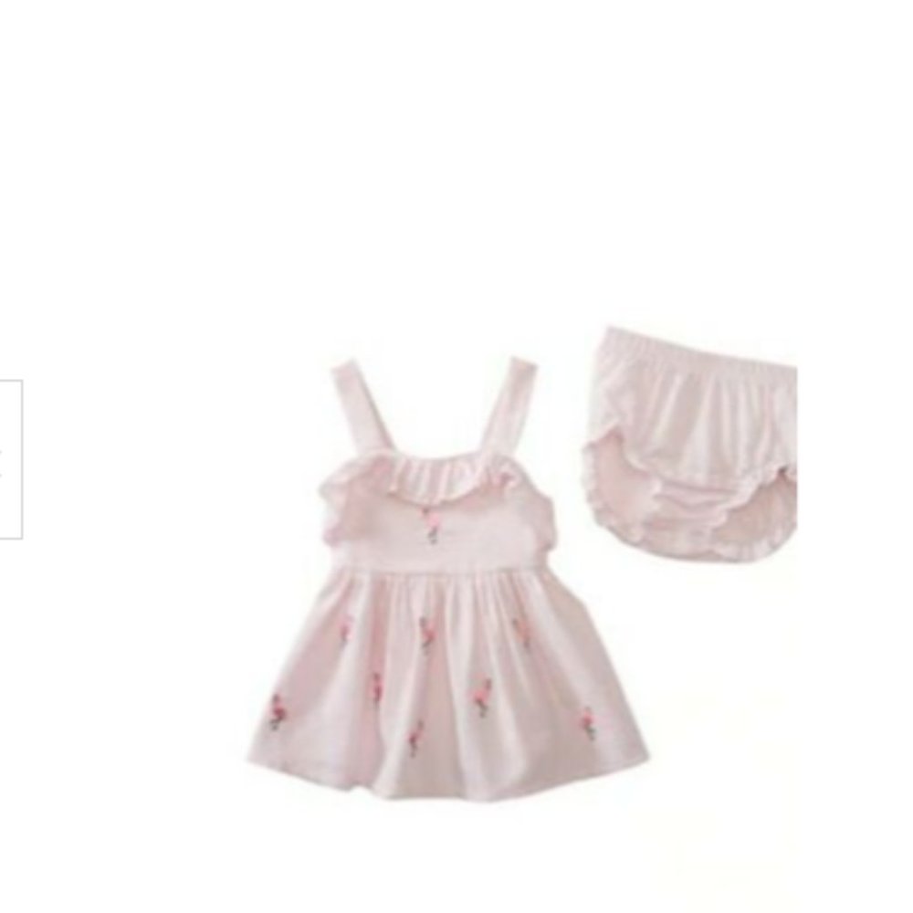 Baby girls flamingo seersucker dress & bloomers